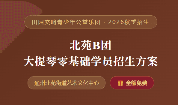 田园交响青少年公益乐团 · 2026秋季招生：北苑B团 大提琴零基础学员招生方案
