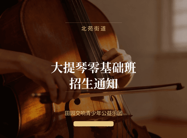 田园交响青少年公益乐团:北苑街道大提琴零基础班招生通知