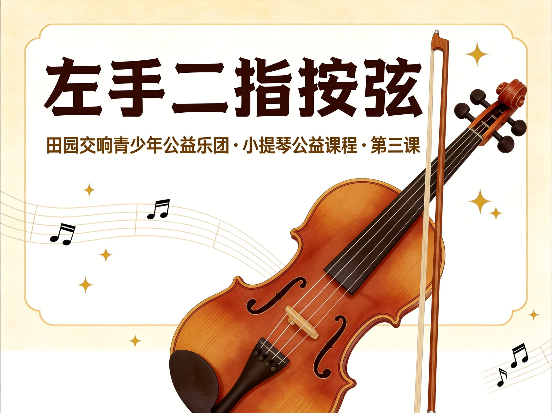 田园交响青少年公益乐团 小提琴公益课程：第3课 左手二指按弦